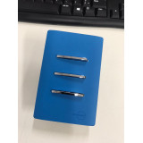 Conjunto Interruptor Triplo Simples 4x2  - Novara Especiais Azul Fosco